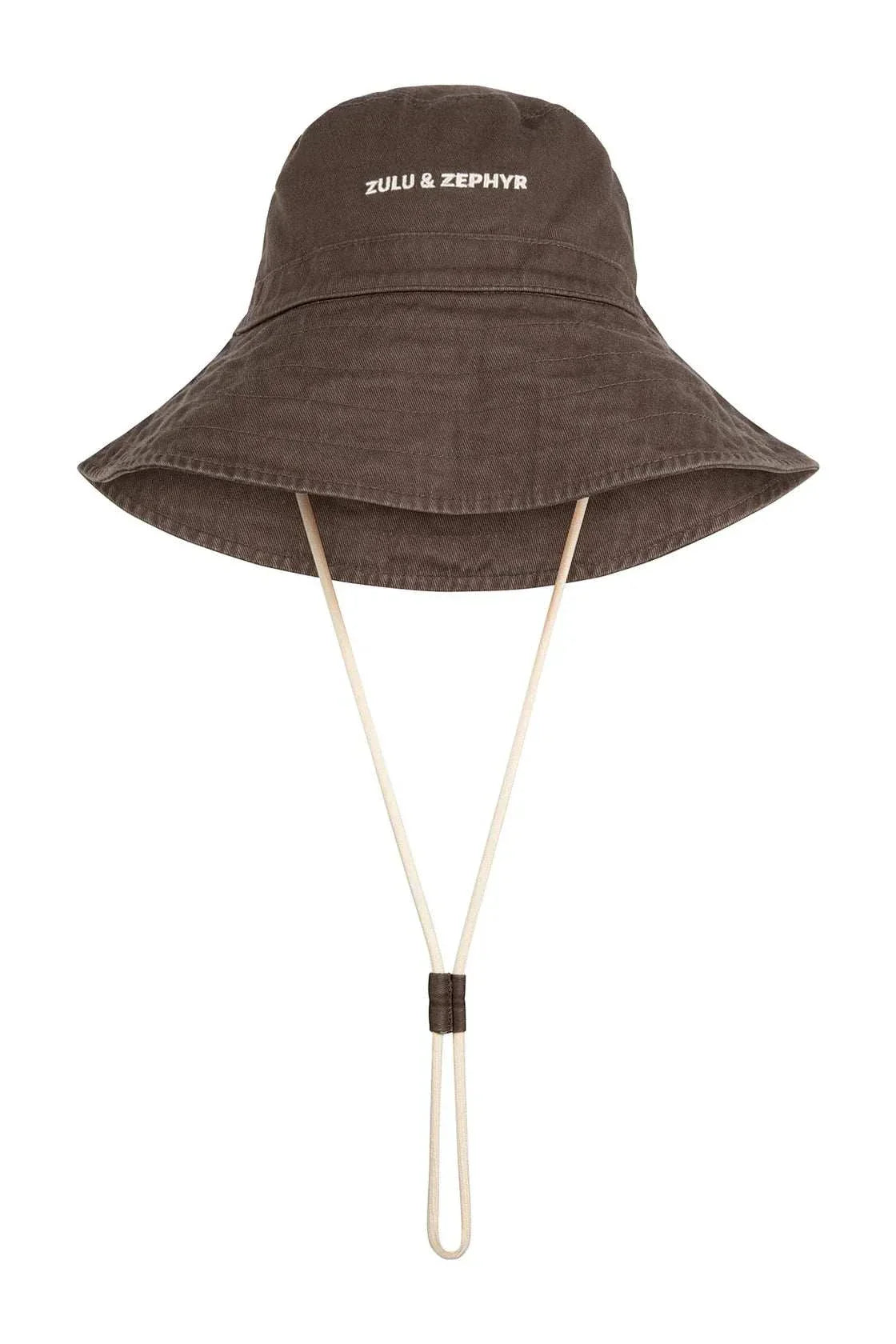 Zulu and Zephyr Logo Bucket Hat Cocoa