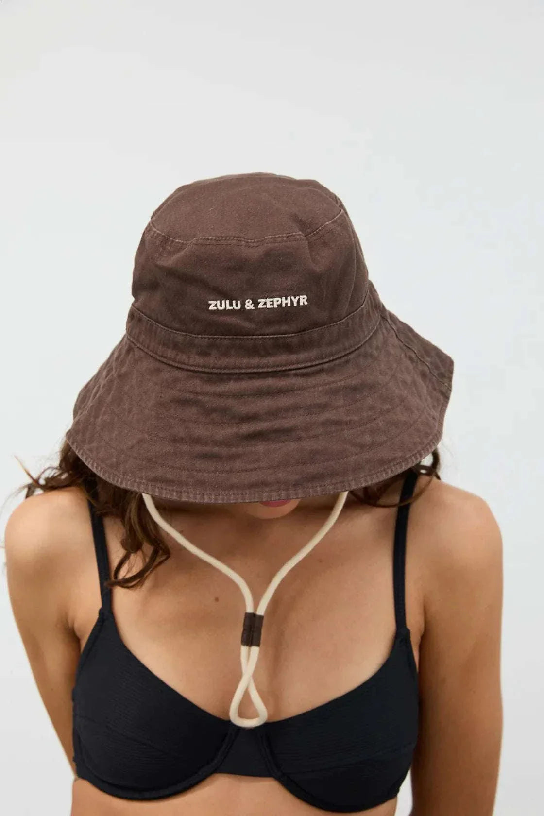 Zulu and Zephyr Logo Bucket Hat Cocoa