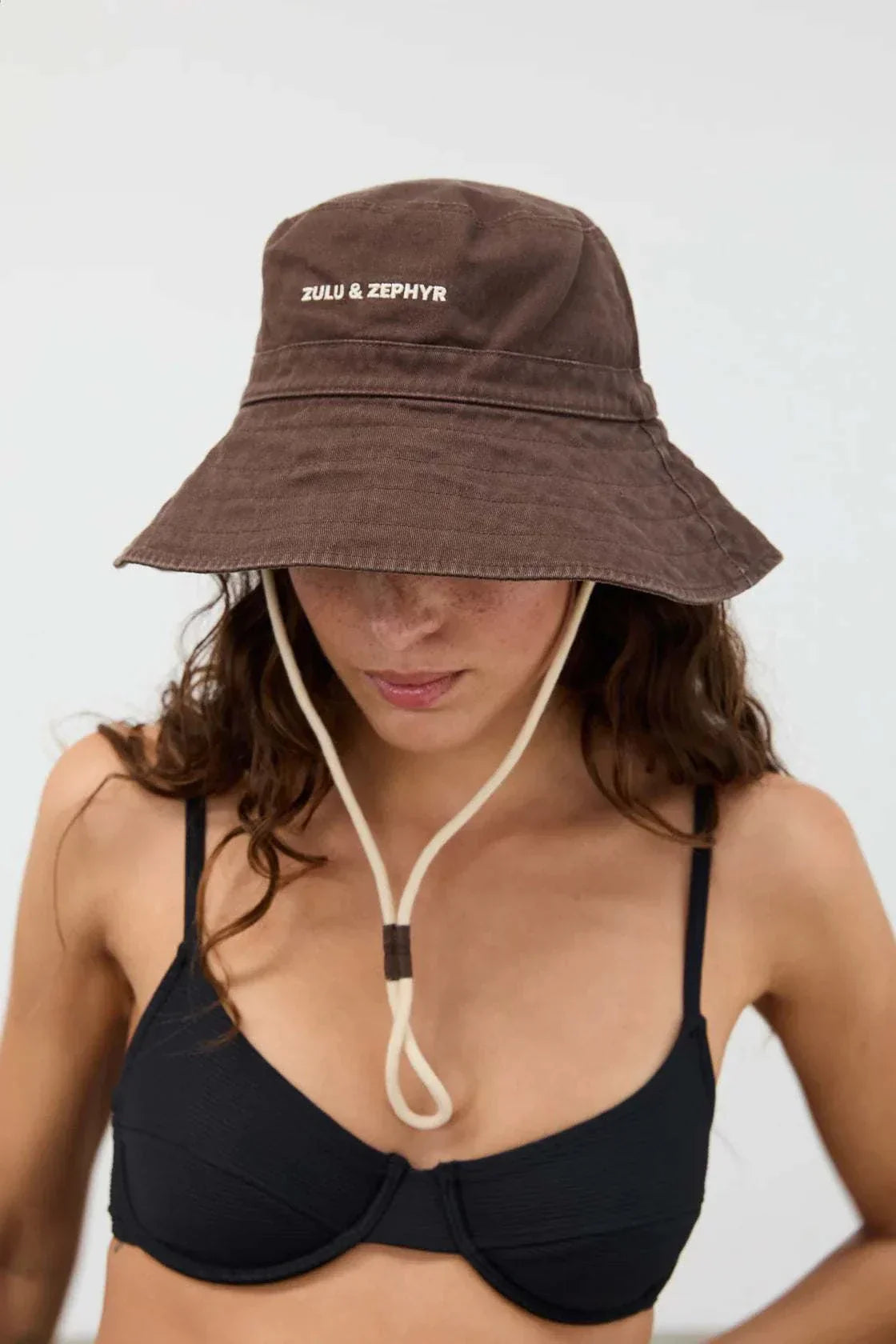 Zulu and Zephyr Logo Bucket Hat Cocoa