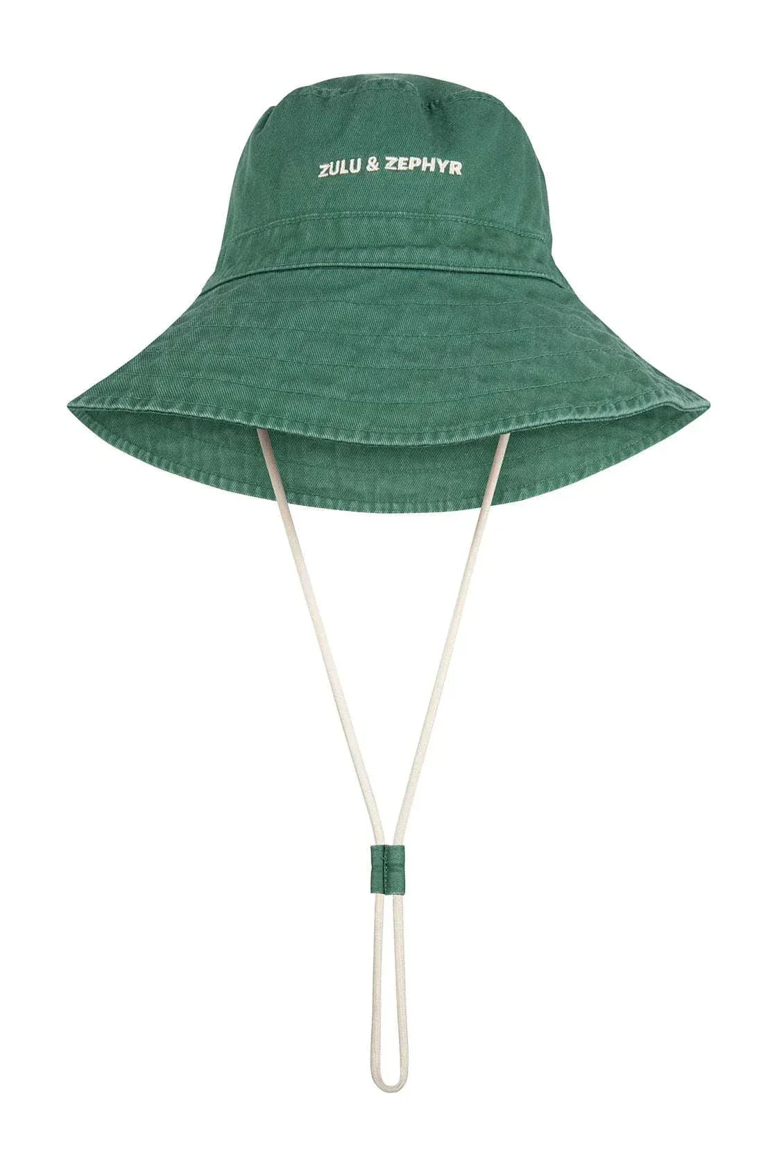 Zulu and Zephyr Logo Bucket Hat Tallow Green