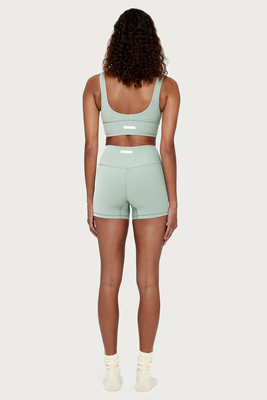 Zulu and Zephyr Stripe Rib Crop Top Sage Green