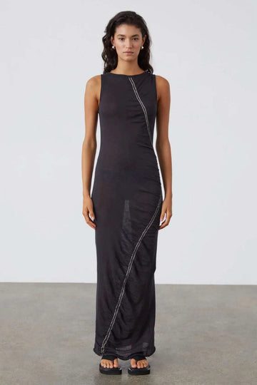 Zulu and Zephyr Contrast Knit Dress Black