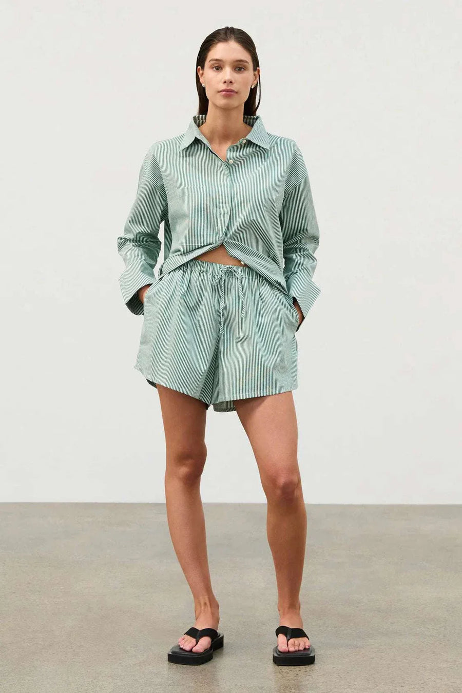 Zulu and Zephyr Cotton Shirt Tallow Pin Stripe
