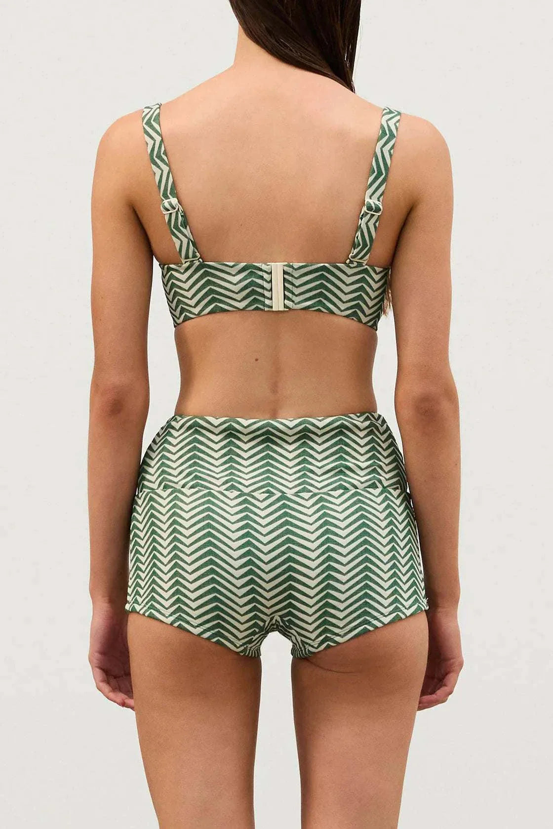 Zulu and Zephyr Balconette Bra Green Zig Zag