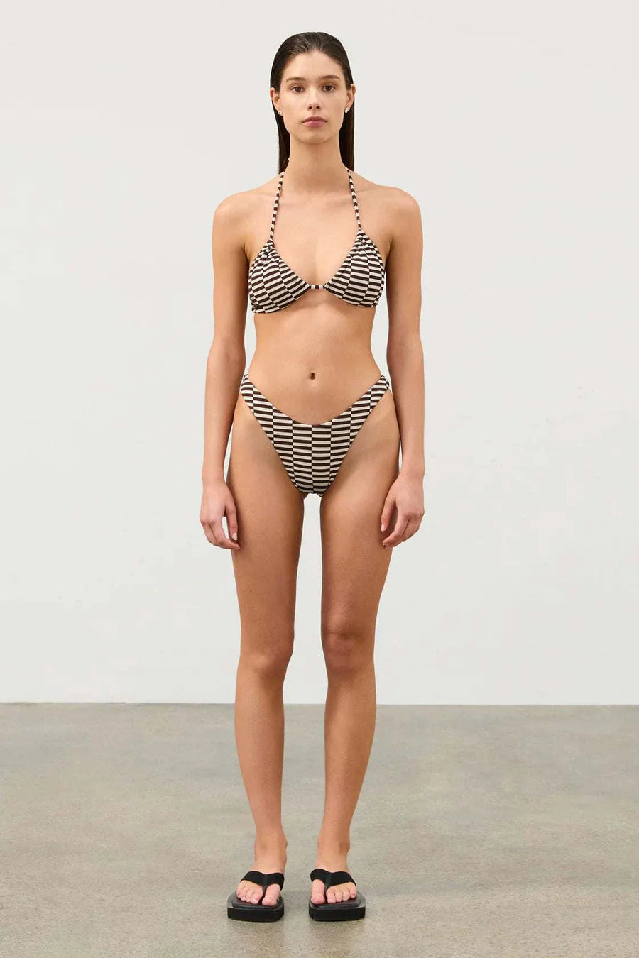 Zulu and Zephyr Textured Curve Brief Cocoa Grid