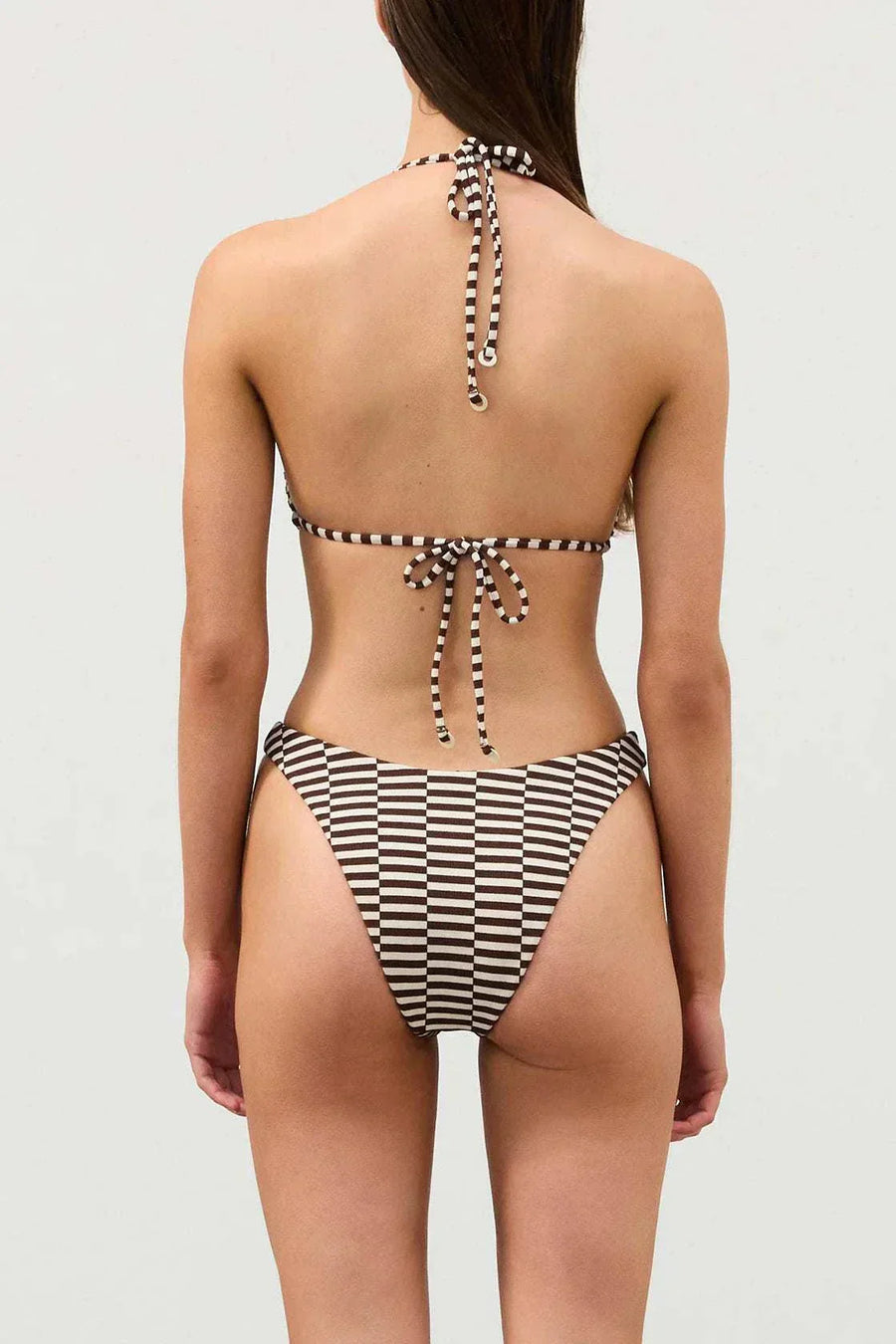 Zulu and Zephyr Halter Top Cocoa Grid
