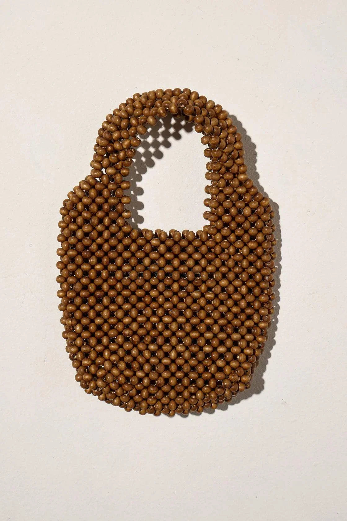 Zulu and Zephyr Small Beaded Bucket Bag Walnut Solid