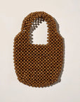 Zulu and Zephyr Small Beaded Bucket Bag Walnut Solid
