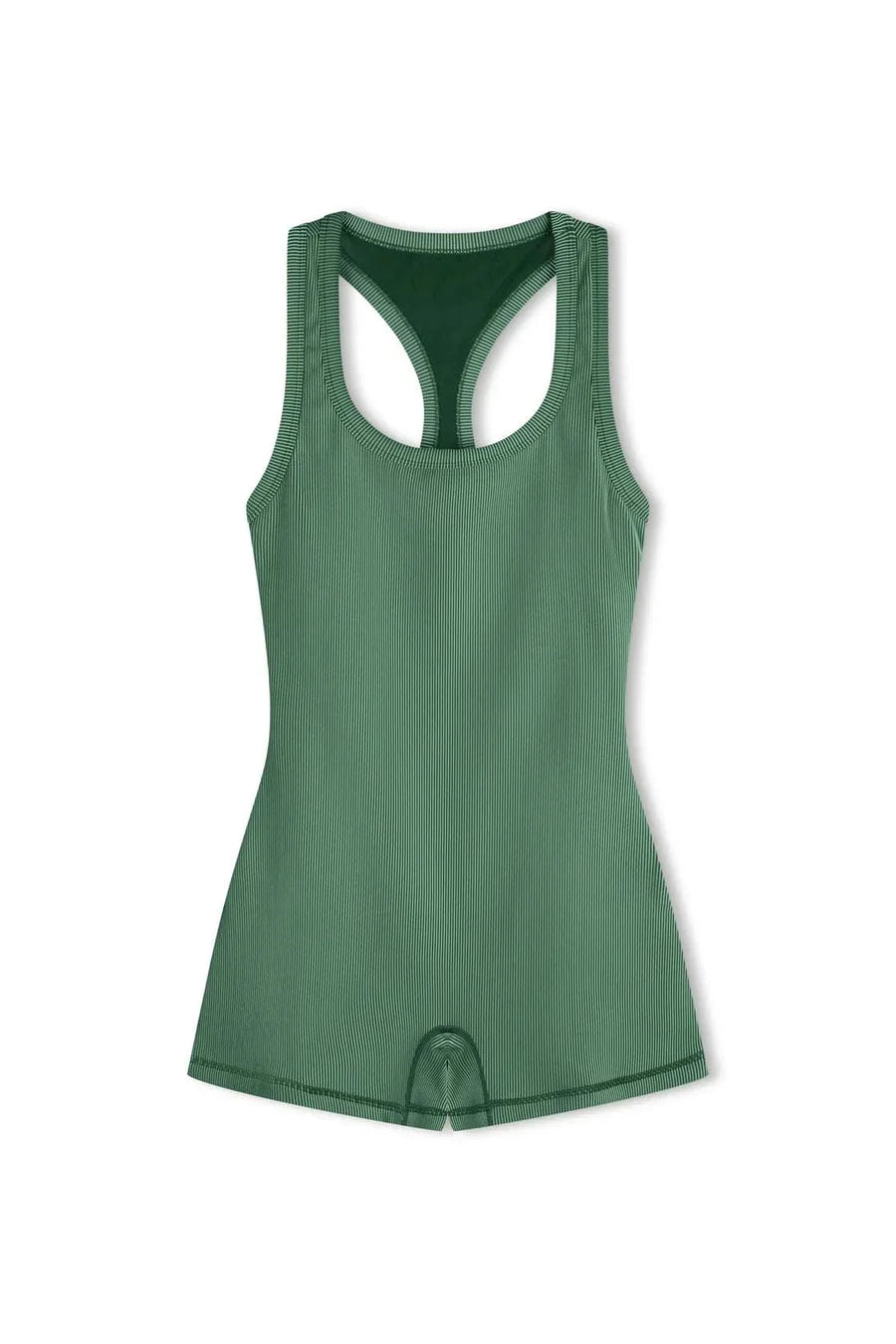 Zulu and Zephyr Stripe Rib Racer Back Bodysuit Tallow Green