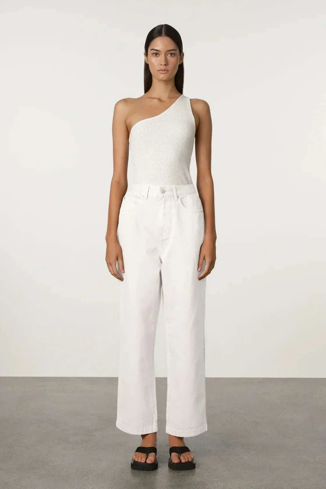 Zulu and Zephyr White Textured Knit Top White