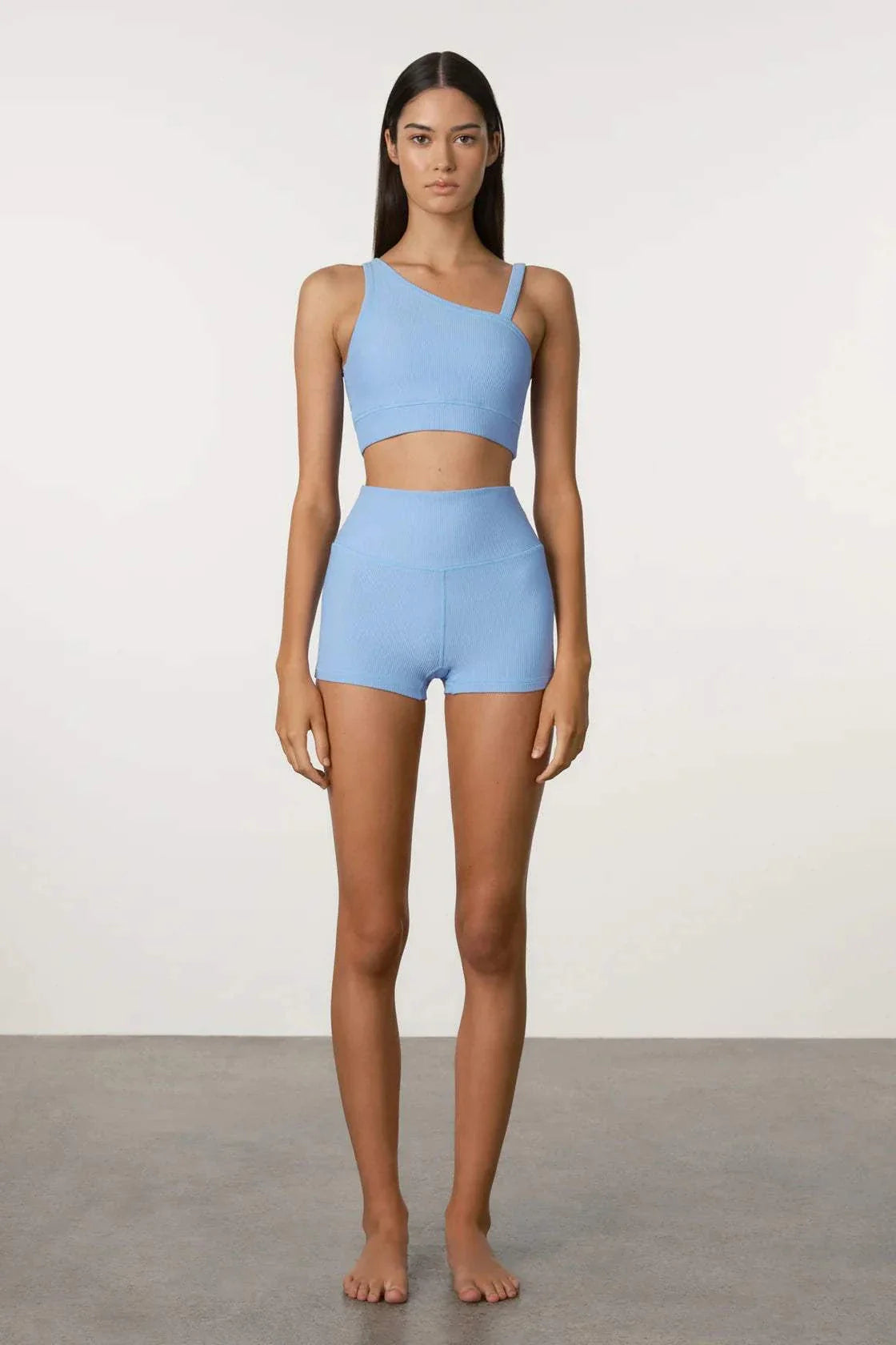 Zulu and Zephyr Waffle Crop Top Ocean Blue