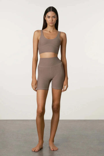 Zulu and Zephyr Waffle Crop Top Carob