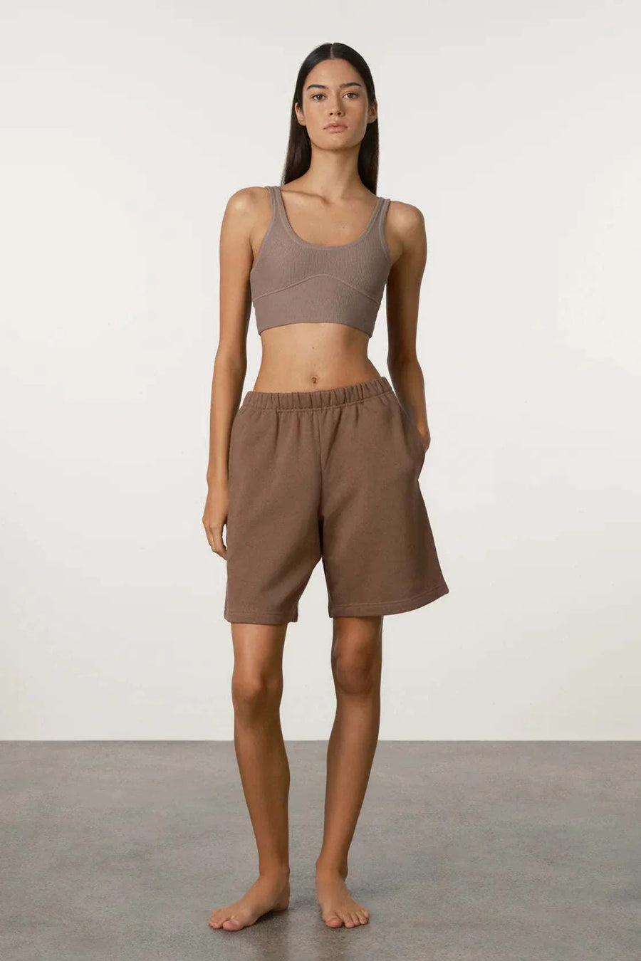 Zulu and Zephyr Waffle Crop Top Carob