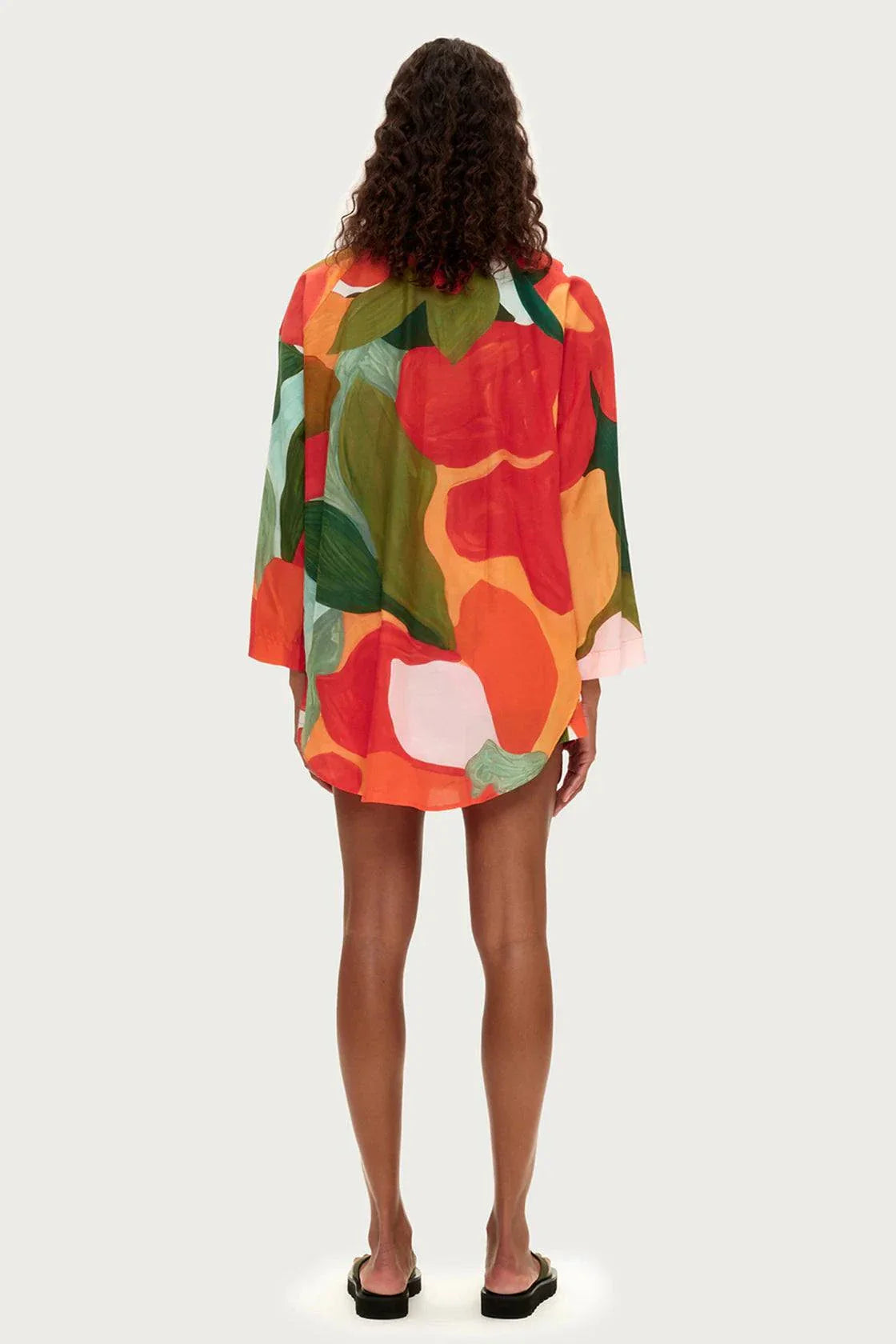 Zulu and Zephyr Cotton Silk Shirt Red Floral