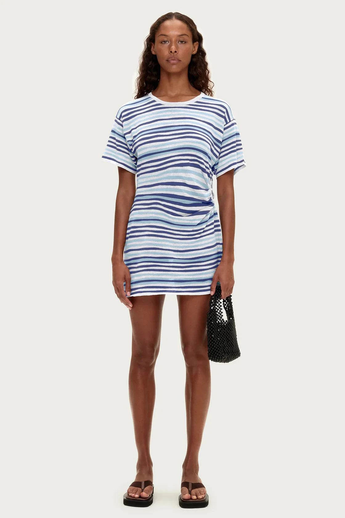 Zulu and Zephyr T Shirt Knit Dress Blue Stripe