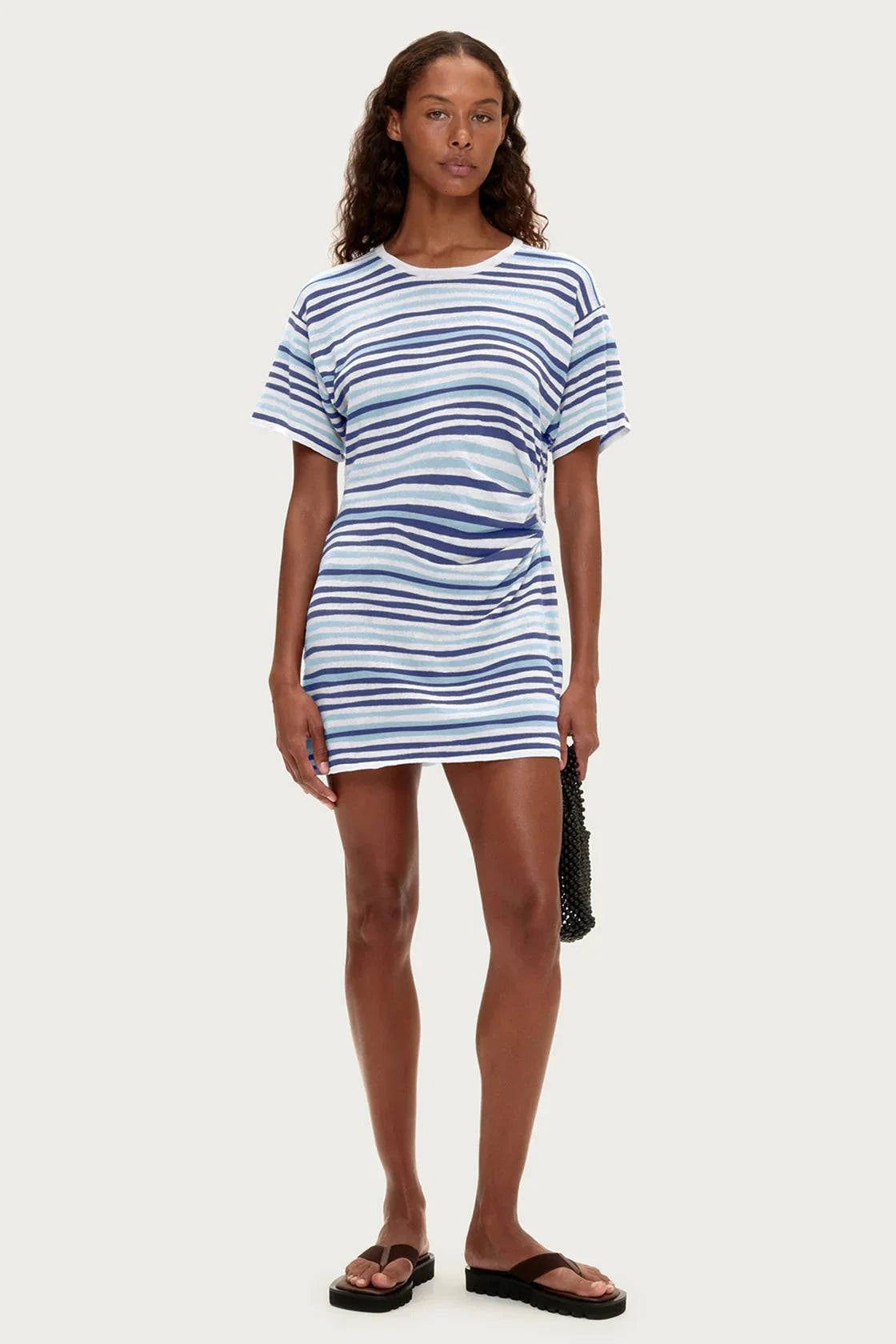 Zulu and Zephyr T Shirt Knit Dress Blue Stripe