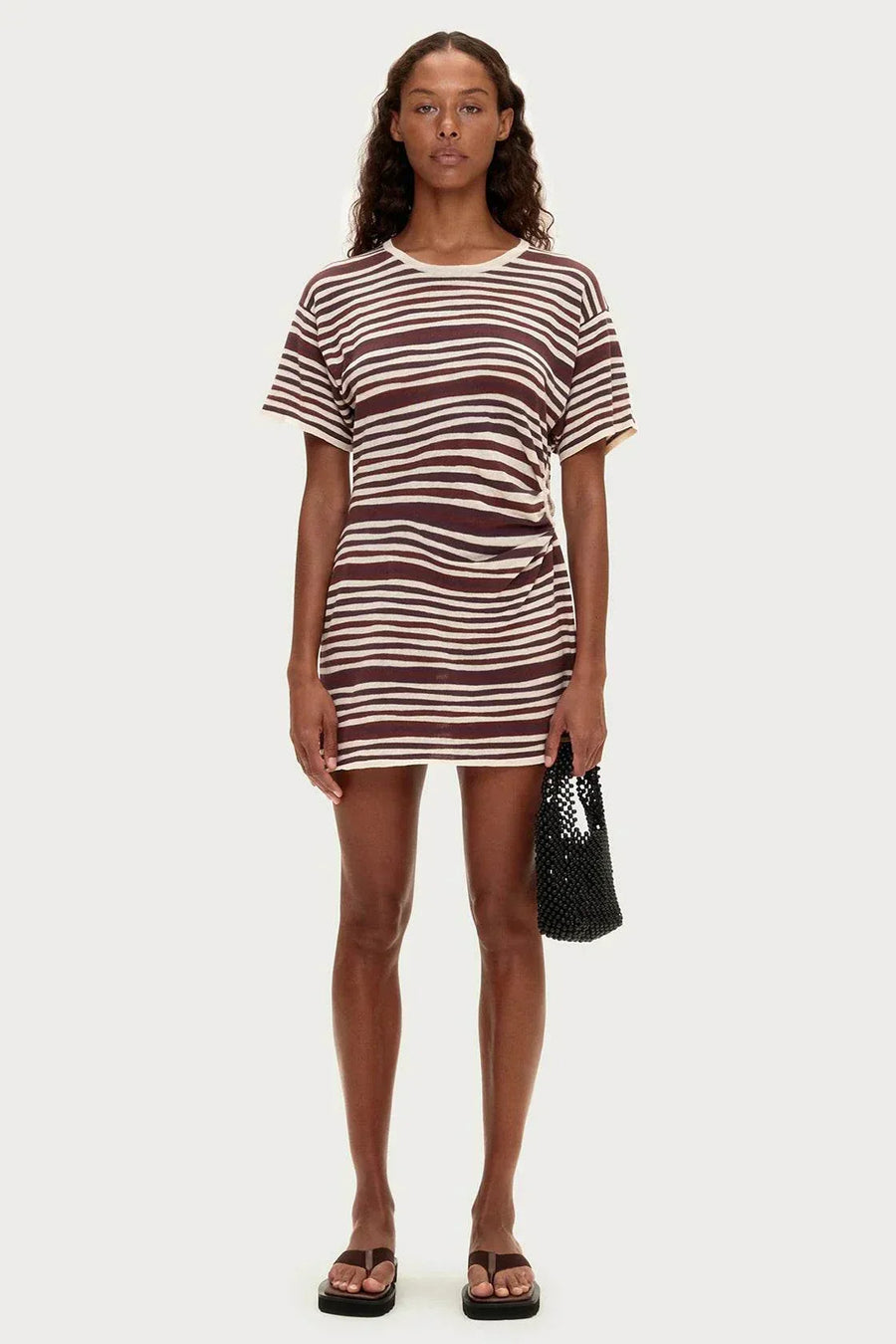 Zulu and Zephyr T-Shirt Knit Dress Chocolate Stripe