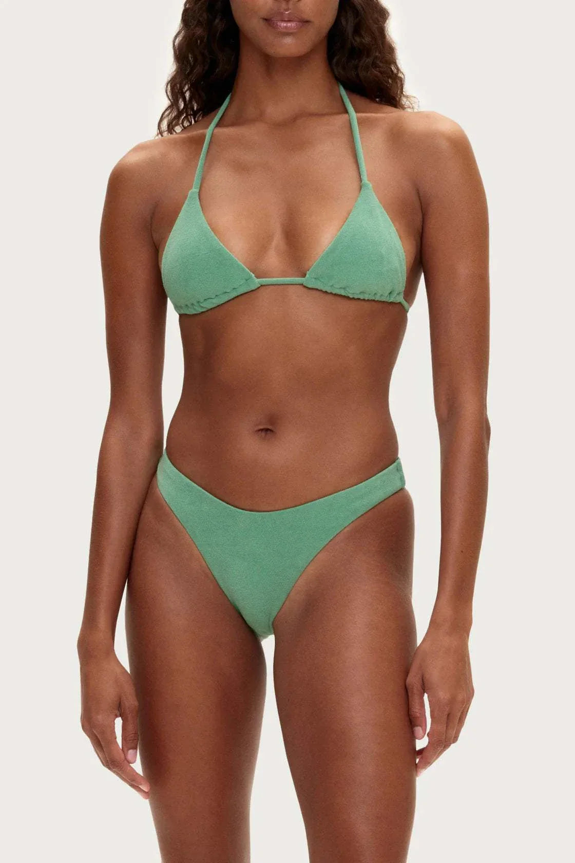 Zulu and Zephyr Towelling Curve Brief Green
