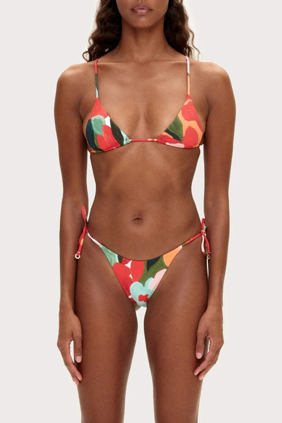 Zulu and Zephyr Triangle Top Red Floral Print