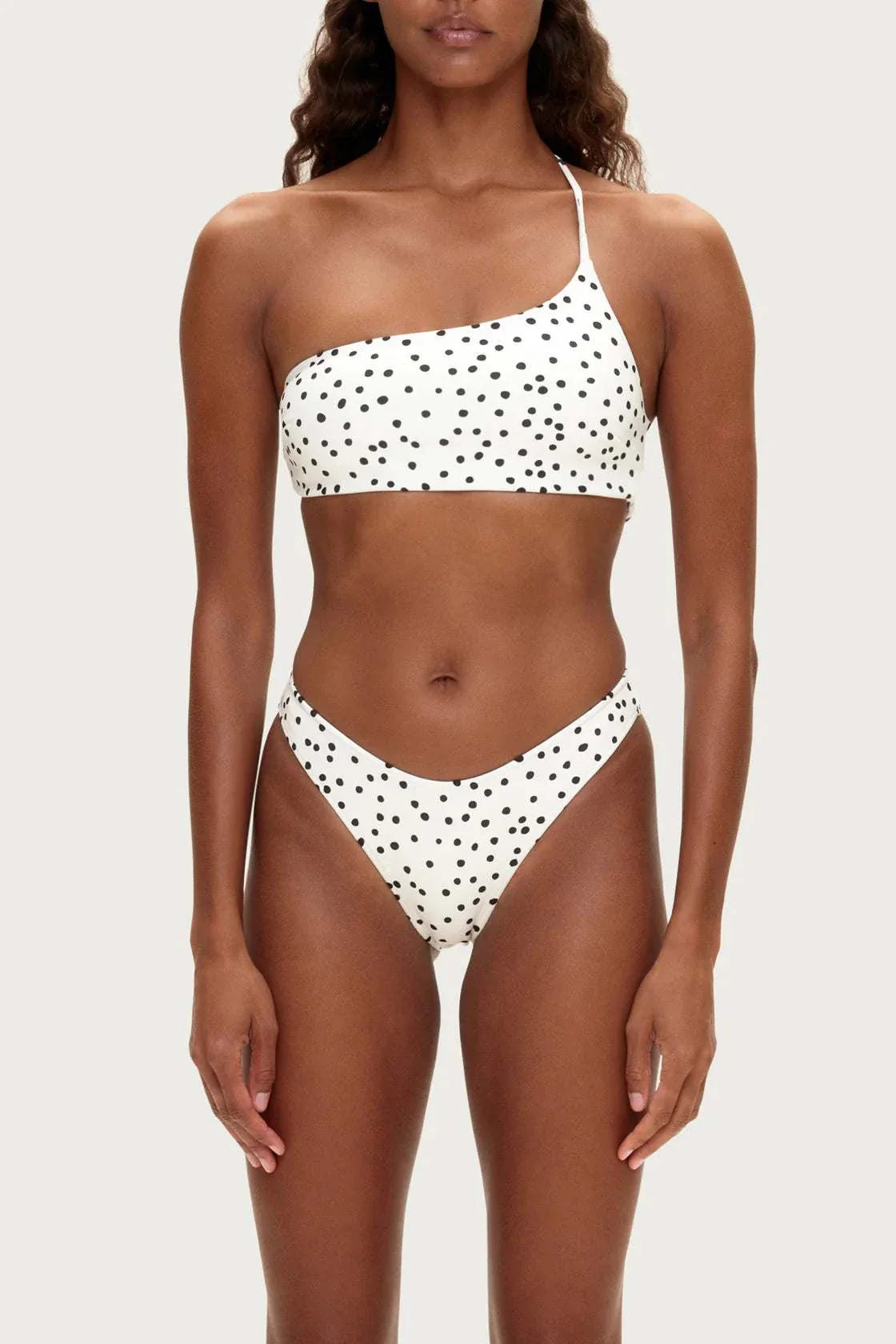 Zulu and Zephyr One Shoulder Bralette Top Black Spot