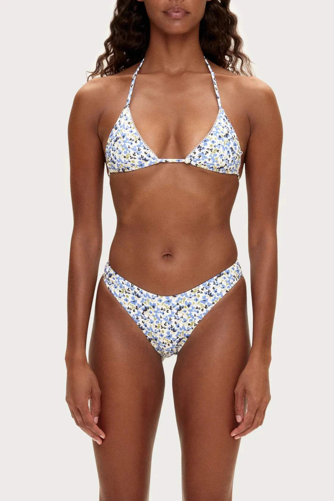Zulu and Zephyr Tie Triangle Top Blue Floral