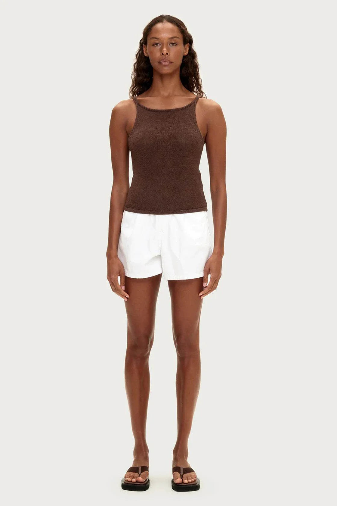 Zulu and Zephyr Textured Knit Tank Chocolate