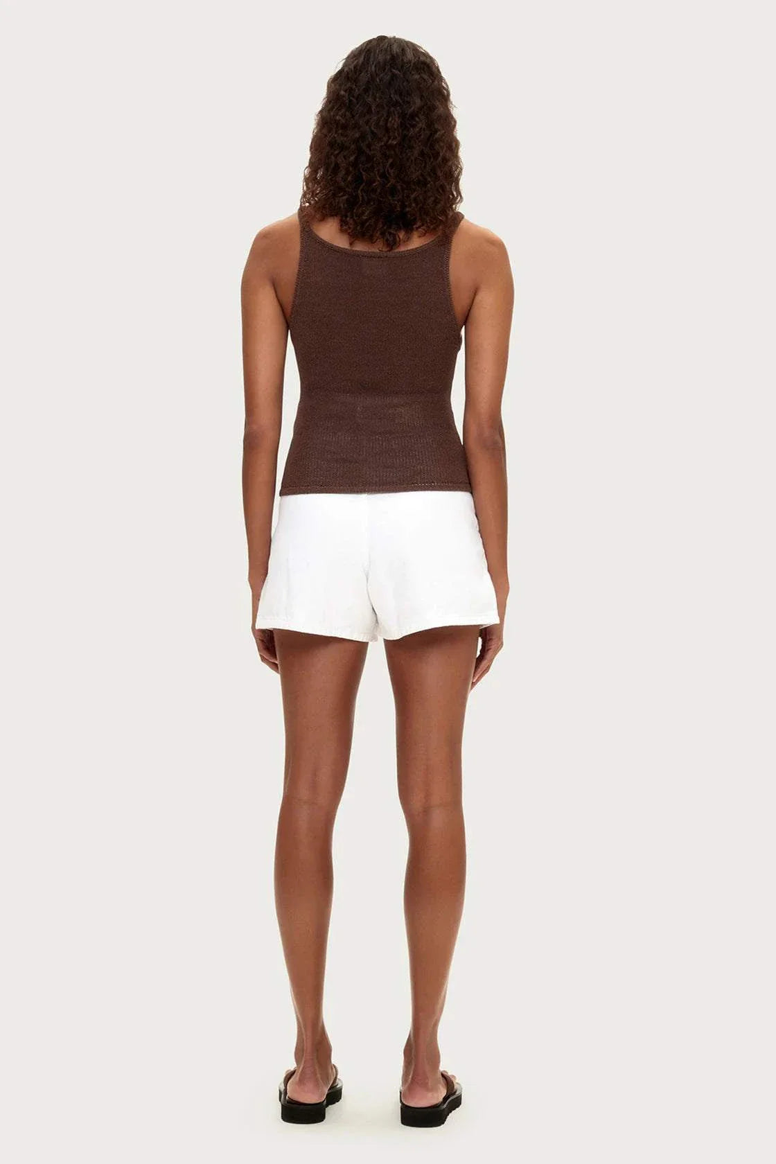 Zulu and Zephyr Textured Knit Tank Chocolate