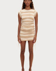 Zulu and Zephyr Textured Knit Mini Dress Natural Stripe