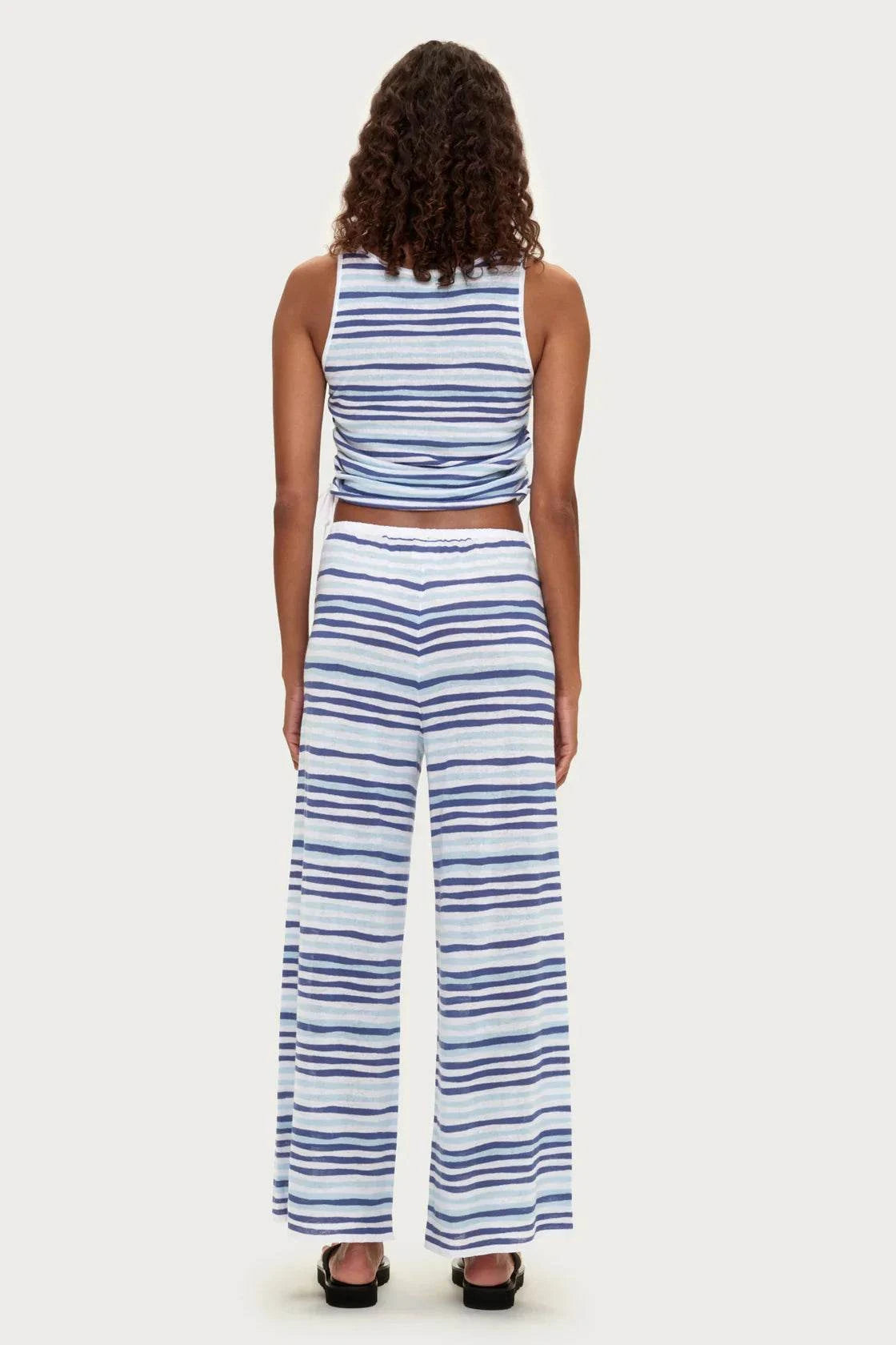 Zulu and Zephyr Gathered Knit Tank Blue Stripe