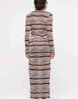 Zulu and Zephyr Gathered Long Sleeve Knit Top Black Stripe