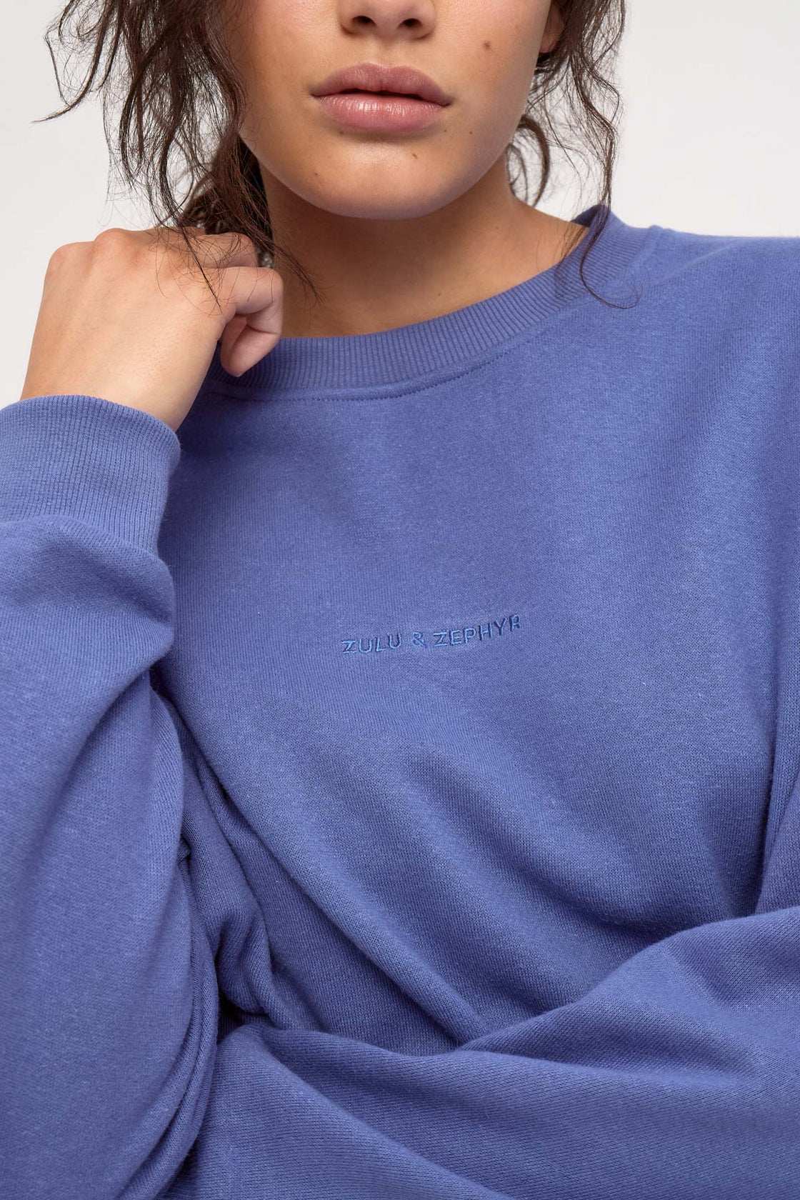 Zulu and Zephyr Fleece Sport Sweatshirt Blue Solid