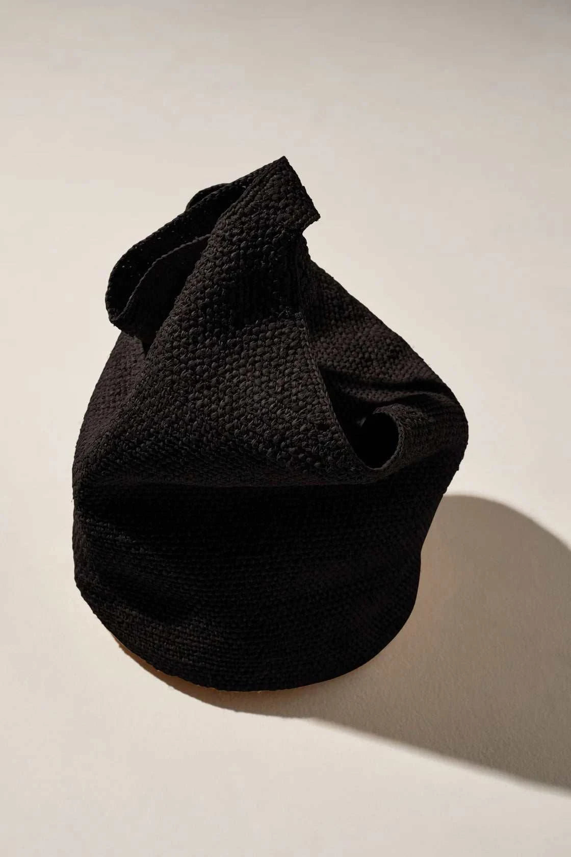 Zulu and Zephyr Raffia Bucket Bag Black