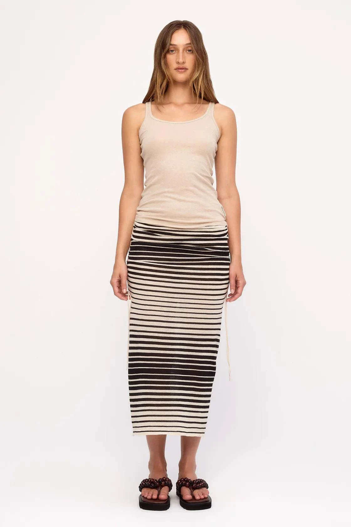 Zulu and Zephyr Ramie Cotton Knit Skirt Dress Ombre Stripe