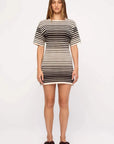 Zulu and Zephyr Ramie Cotton Knit Mini Dress Ombre Stripe
