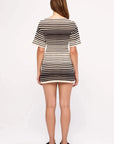 Zulu and Zephyr Ramie Cotton Knit Mini Dress Ombre Stripe