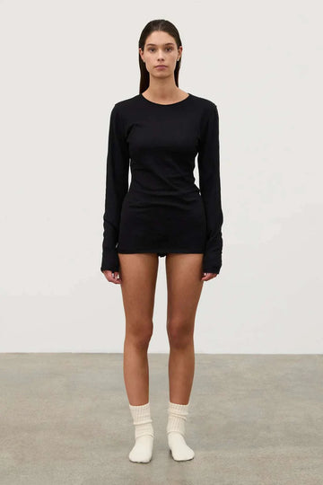 Zulu and Zephyr Rib Hemp Jersey Long Sleeve Top Black