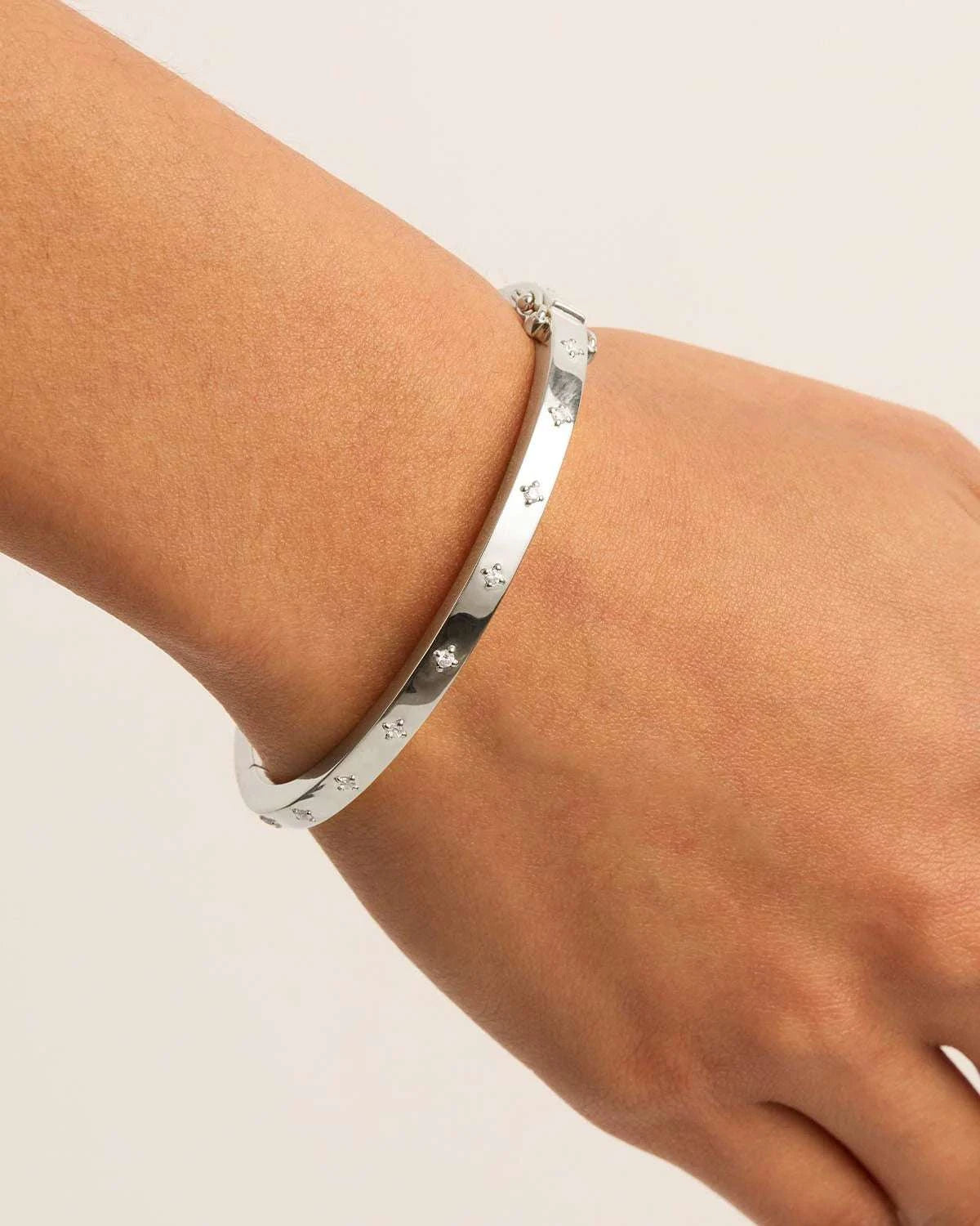Love Hinged Bracelet Sterling Silver