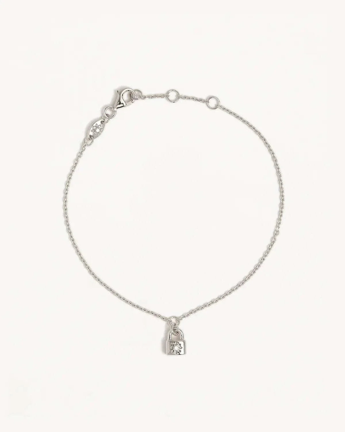 By Charlotte Sterling Silver Crystal Lotus Padlock Bracelet