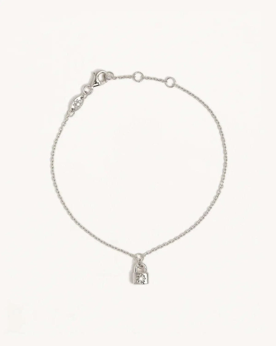 By Charlotte Sterling Silver Crystal Lotus Padlock Bracelet