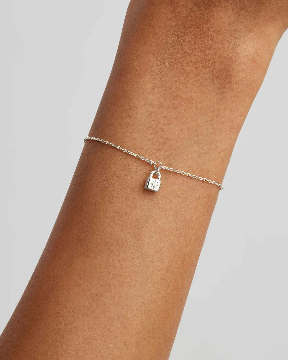 By Charlotte Sterling Silver Crystal Lotus Padlock Bracelet