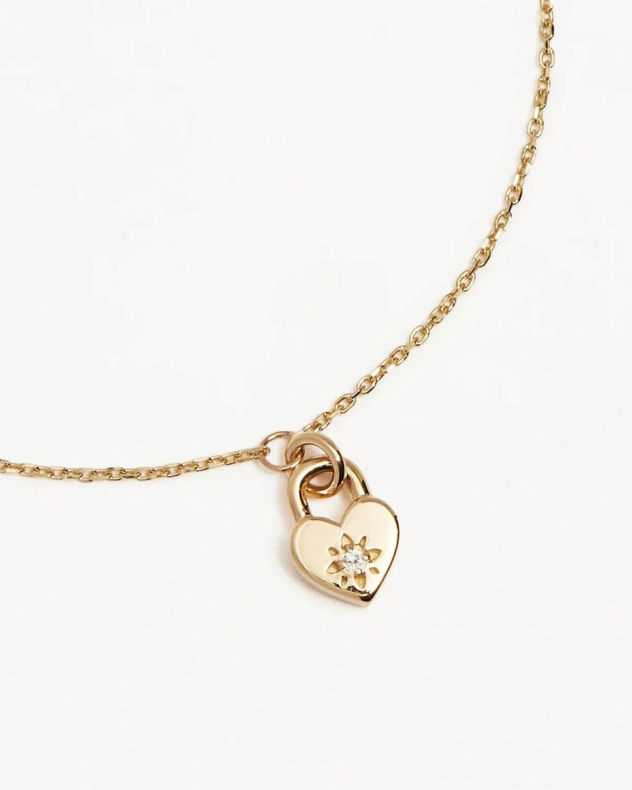 By Charlotte 18k Gold Vermeil Crystal Lotus Heart Padlock Bracelet