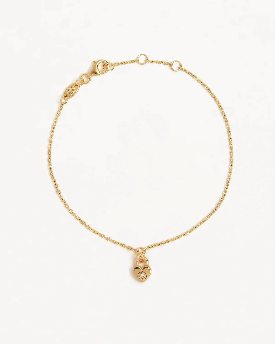 By Charlotte 18k Gold Vermeil Crystal Lotus Heart Padlock Bracelet