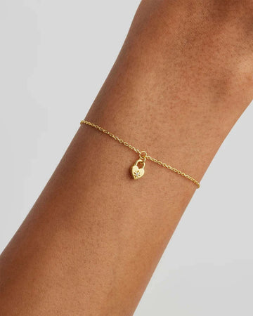 By Charlotte 18k Gold Vermeil Crystal Lotus Heart Padlock Bracelet