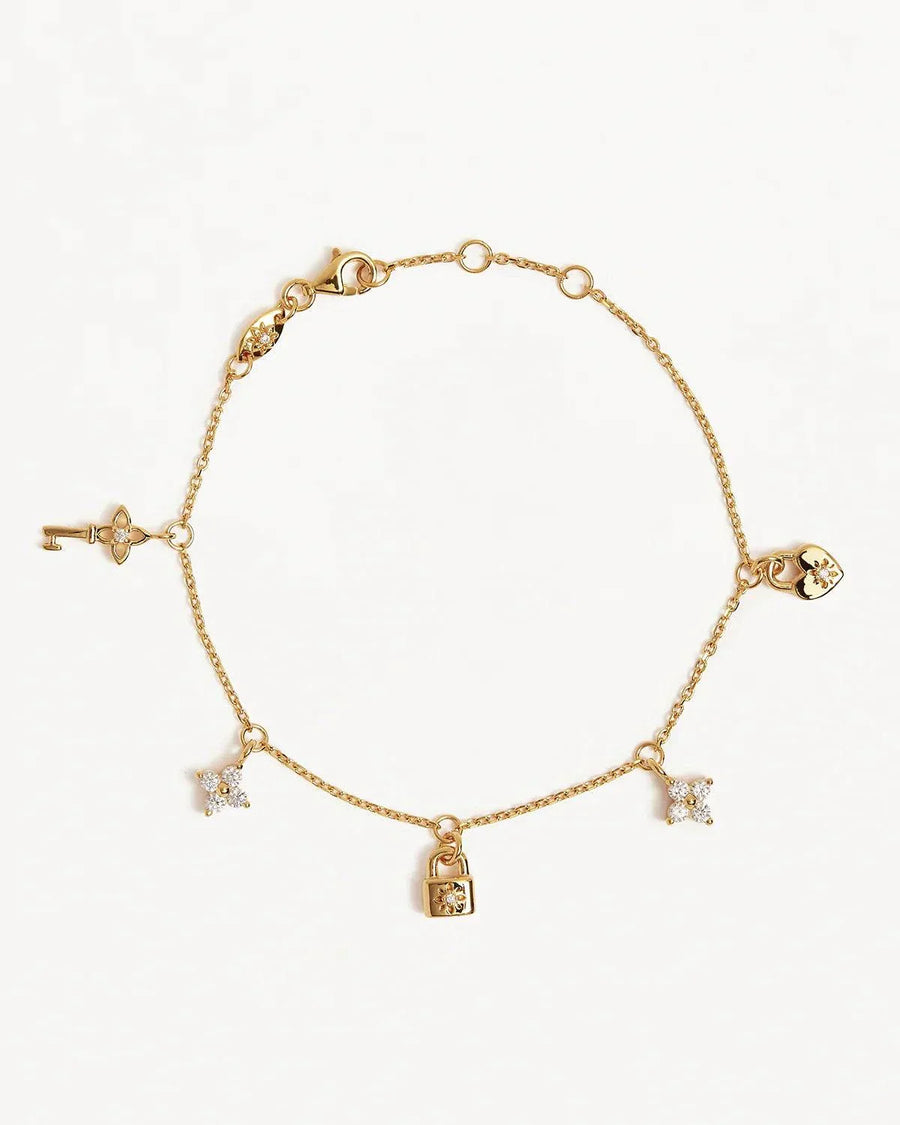 By Charlotte 18k Gold Vermeil Love Unlocked Charm Bracelet