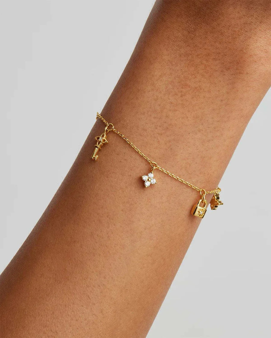 By Charlotte 18k Gold Vermeil Love Unlocked Charm Bracelet