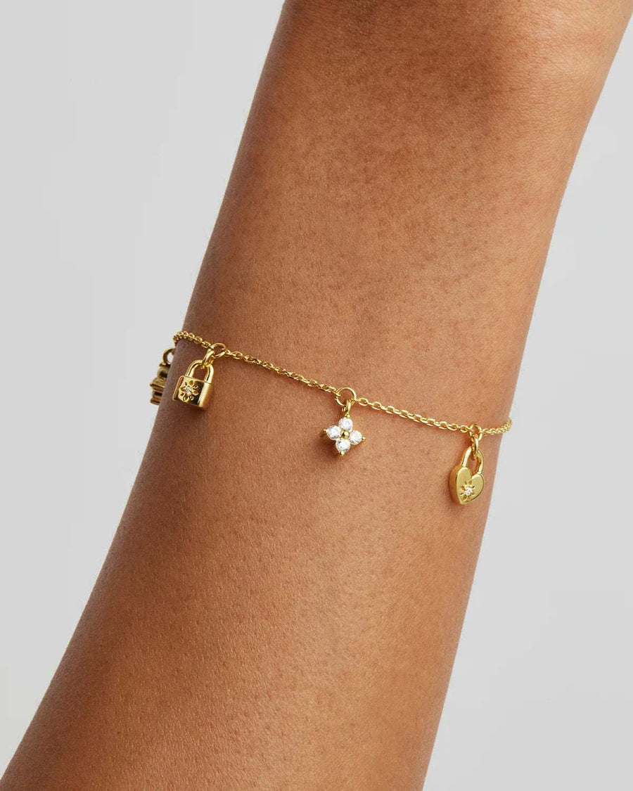 By Charlotte 18k Gold Vermeil Love Unlocked Charm Bracelet