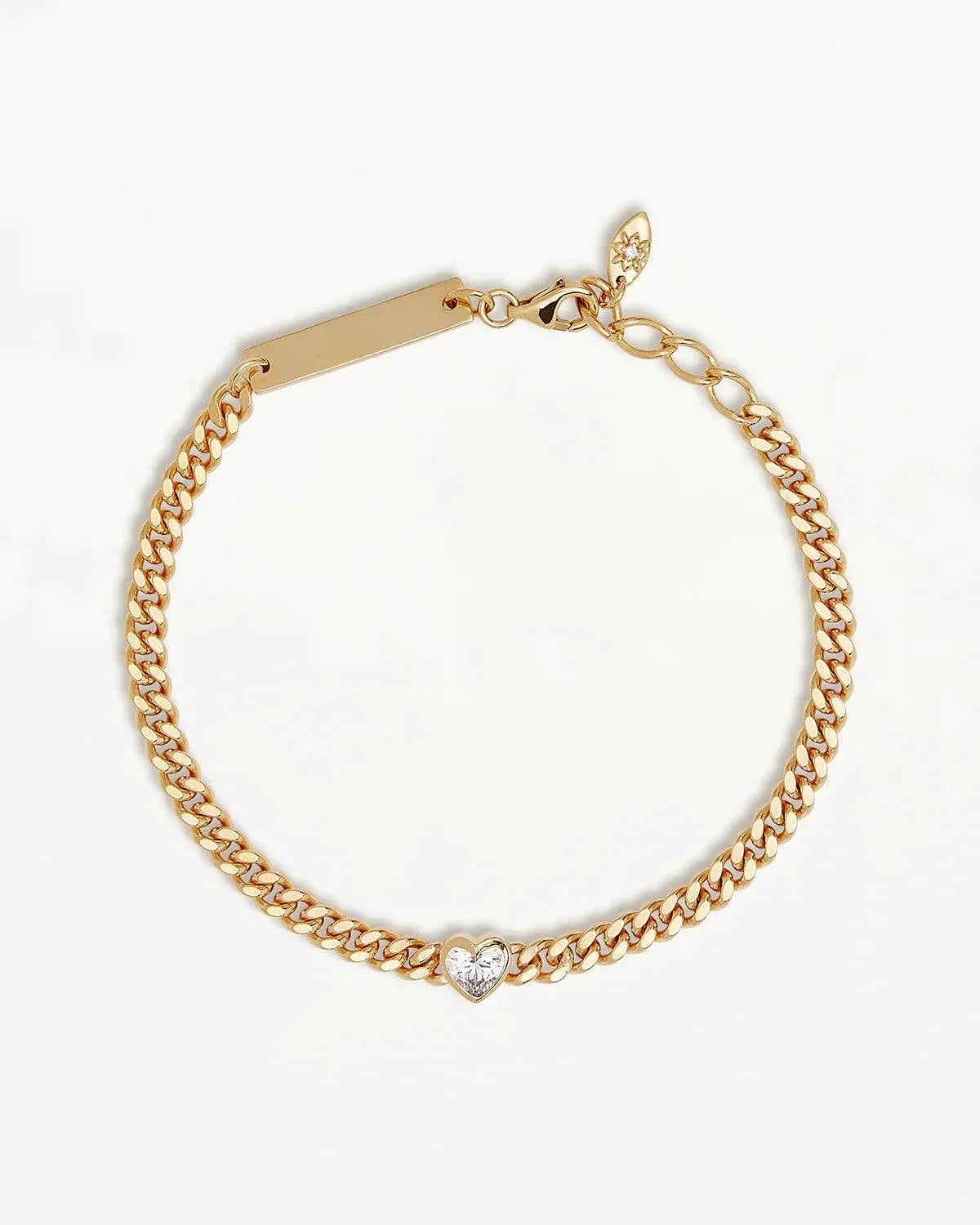 By Charlotte Radiant Heart Engravable Curb Bracelet 18kt Gold Vermeil 