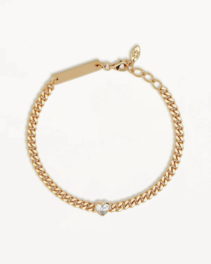 By Charlotte Radiant Heart Engravable Curb Bracelet 18kt Gold Vermeil 
