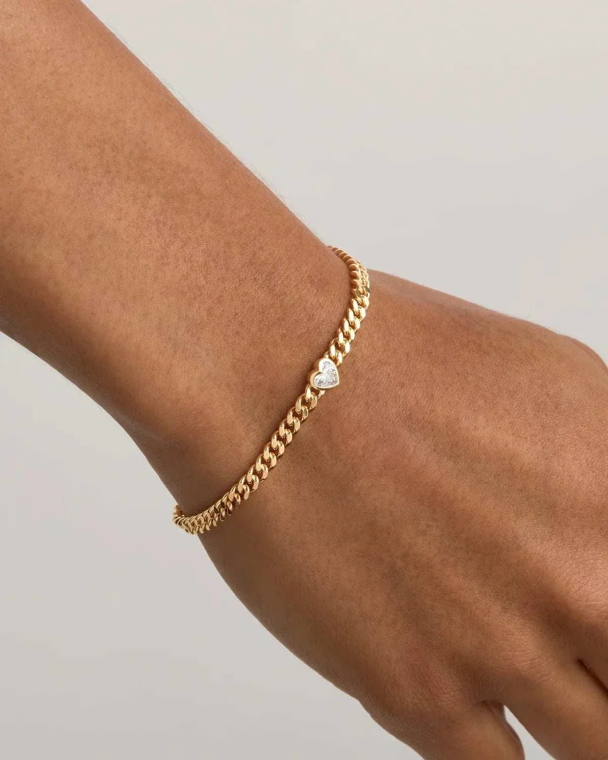 By Charlotte Radiant Heart Engravable Curb Bracelet 18kt Gold Vermeil