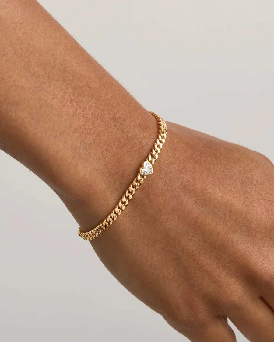 By Charlotte Radiant Heart Engravable Curb Bracelet 18kt Gold Vermeil